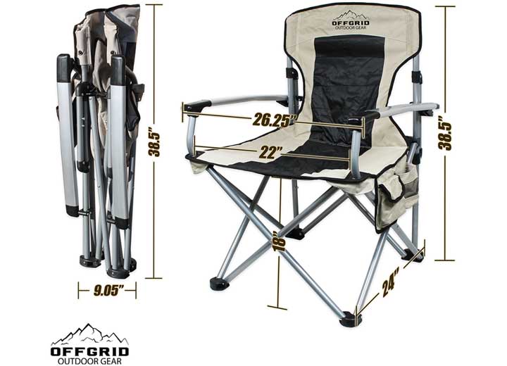 Heavy-duty folding camping chair with carry bag