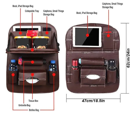 Car Seat Organizer with Foldable Table